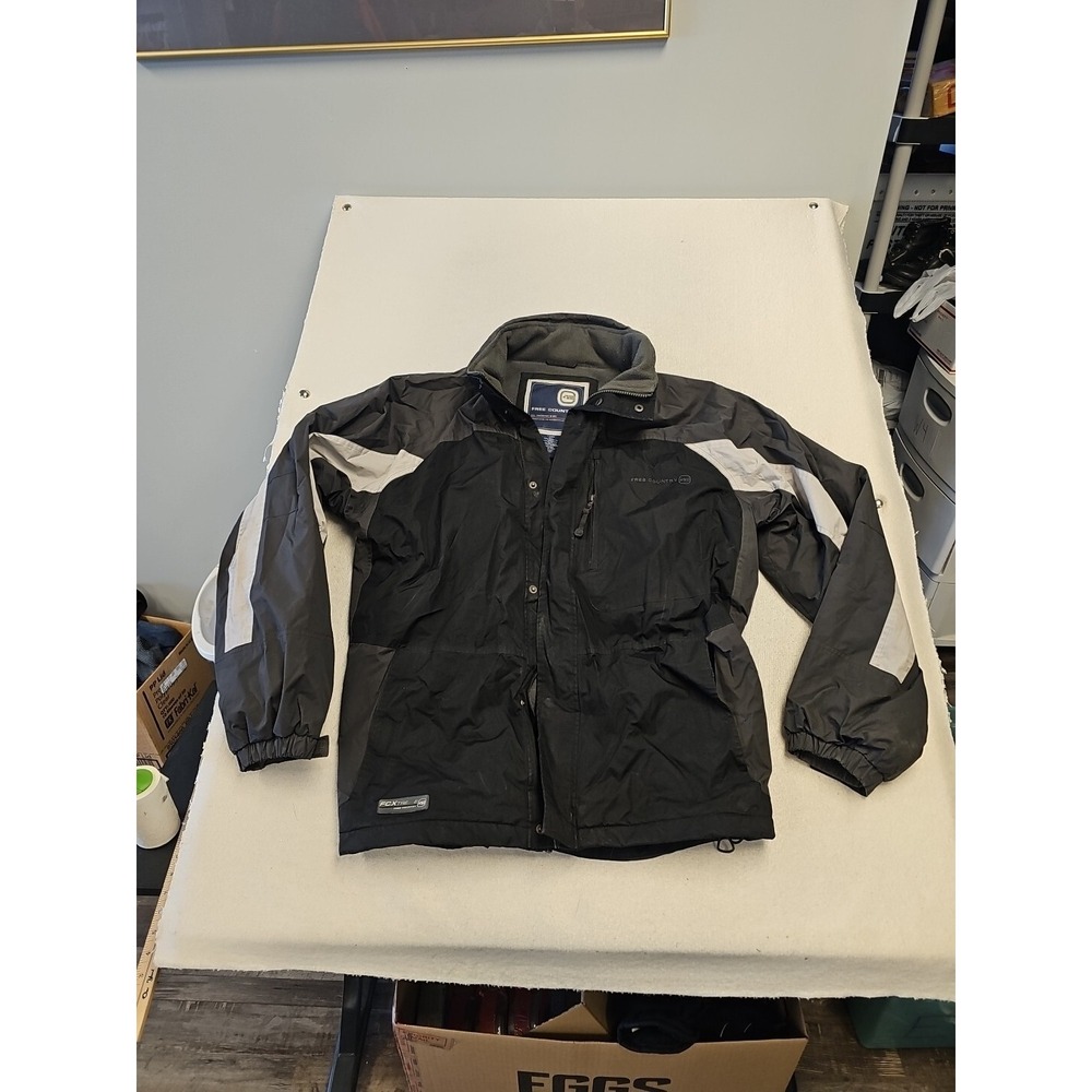 Free Country Jacket Men Large Black‎ Gray Color Block FCXtreme Parka Snow Ski